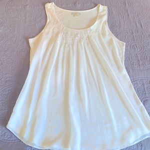 Coldwater Creek Chiffon Front Overlay Tank White M